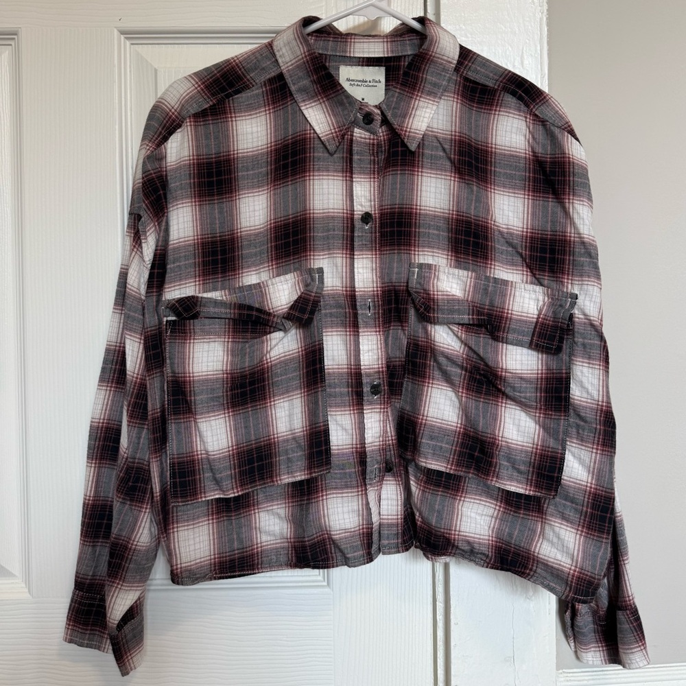 Abercrombie & Fitch Plaid Shirt  - Black, White, Red